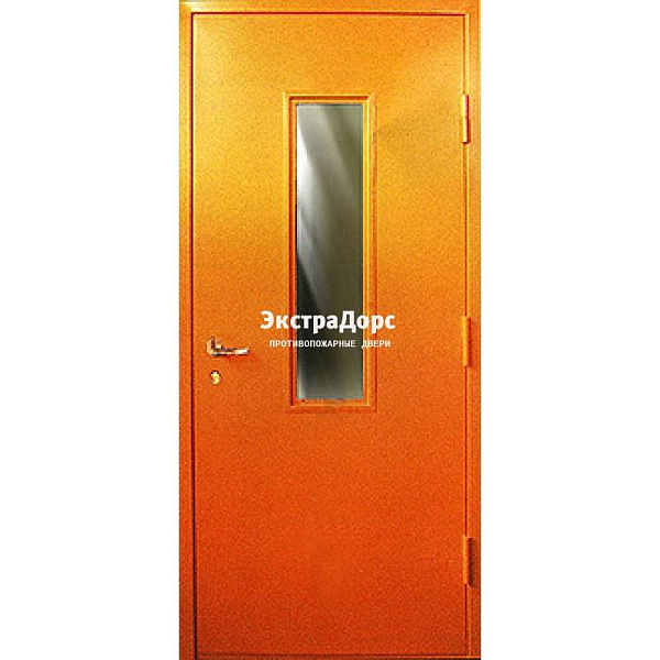 Противопожарная дверь анти-дым оранжевая со стеклом в Королёве  купить