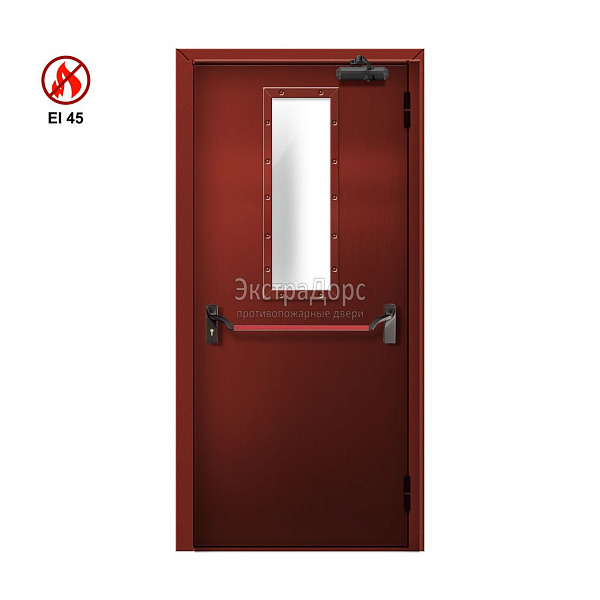 Противопожарная дверь EI 45 ДМП-01-EI45 ДП148 однопольная остекленная с антипаникой в Королёве  купить