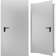 Распашная дверь противопожарная серая однопольная с порошковым напылением