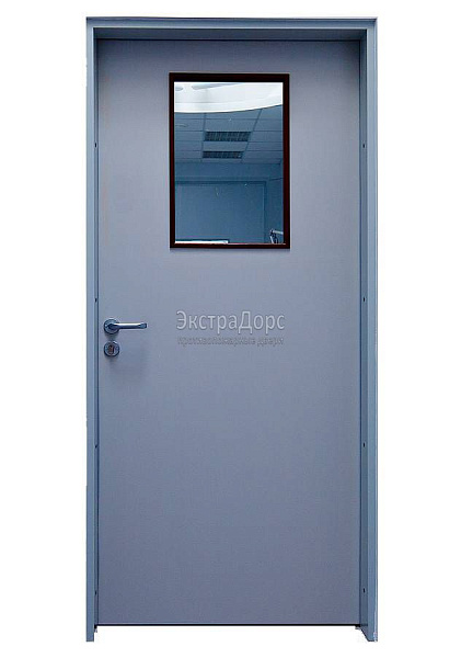 Дверь противопожарная металлическая однопольная EI 30 газодымонепроницаемая со стеклом в Королёве  купить